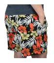 Short Estampado Tactel Elastano Extra Grande Bermuda Preto Laranja